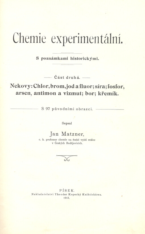 Chemie experimentální: s poznámkami historickými.
