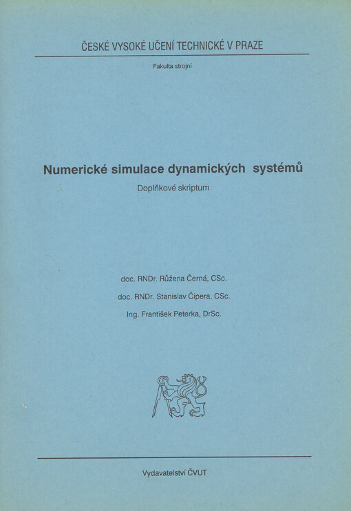 Numerické simulace dynamických systémů : doplňkové skriptum