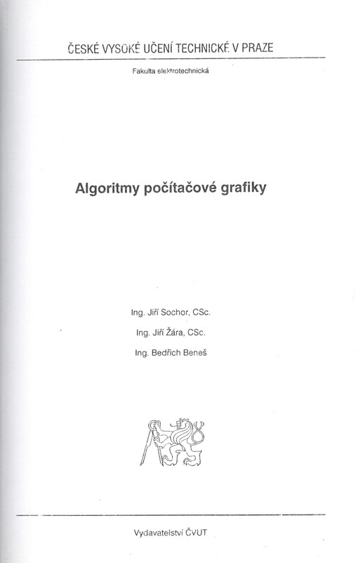 
  Algoritmy počítačové grafiky
  