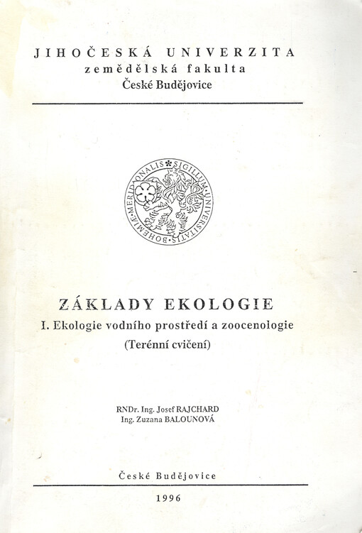 Základy ekologie. 1, Ekologie vodního prostředí a zoocenologie