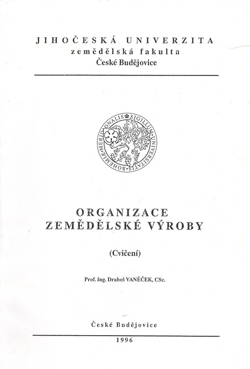 Organizace zemědělské výroby : (cvičení)