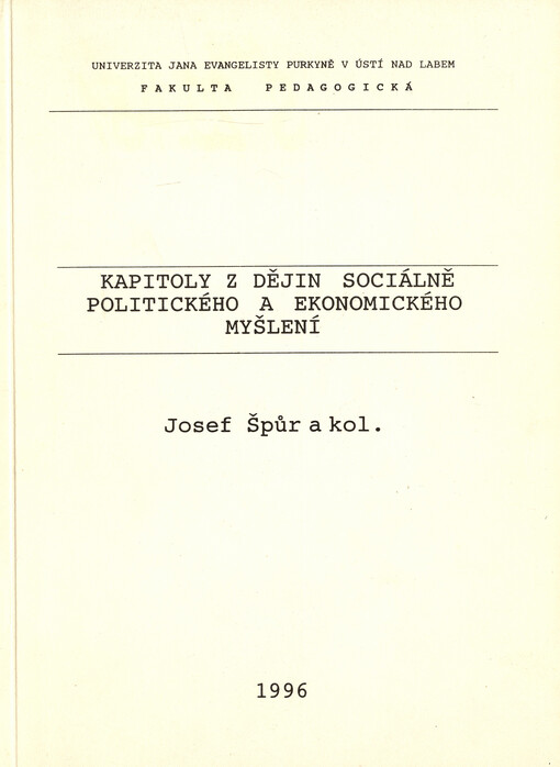 Kapitoly z dějin sociálně politického a ekonomického myšlení