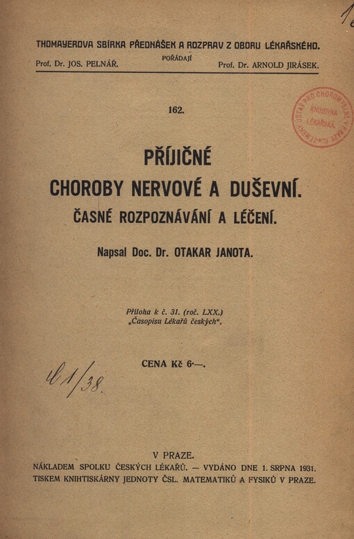 Příjičné choroby nervové a duševní : časné rozpoznávání a léčení
