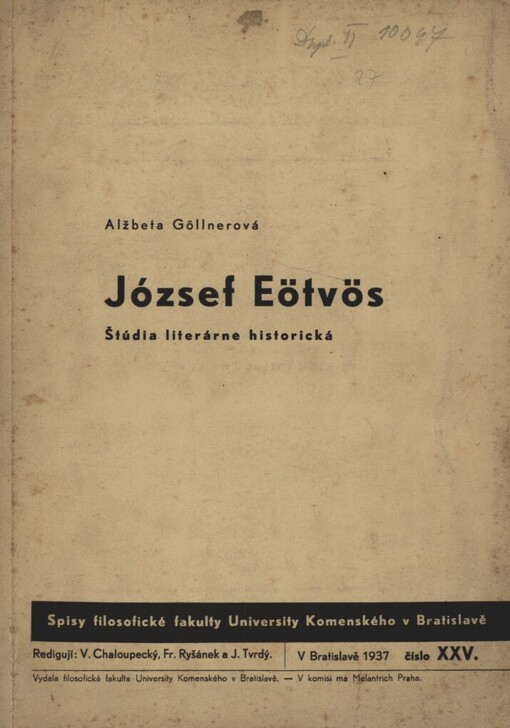 József Eötvös: štúdia literárne historická