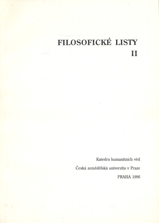 Filosofické listy. II.