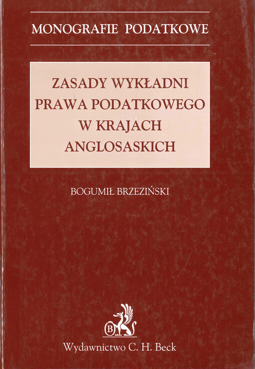 Zasady wykładni prawa podatkowego w krajach anglosaskich