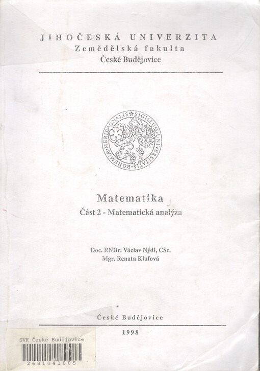 Matematika. Část 2, Matematická analýza