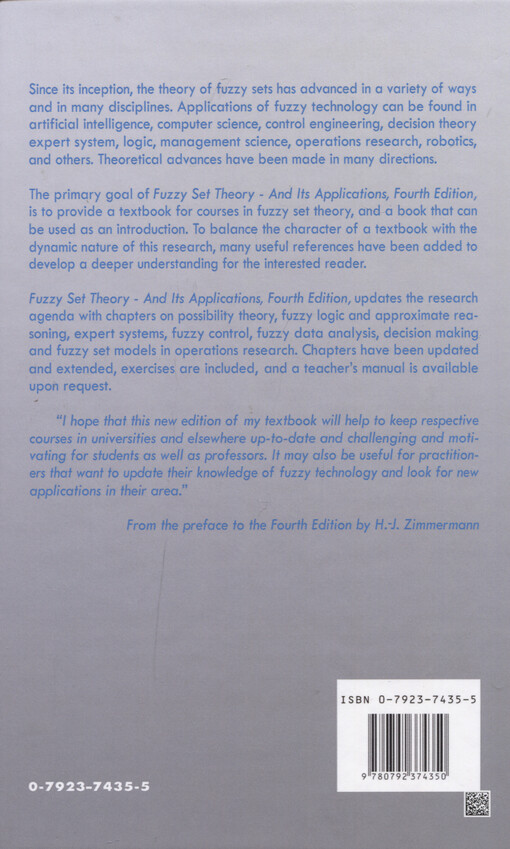 Fuzzy set theory and its applications