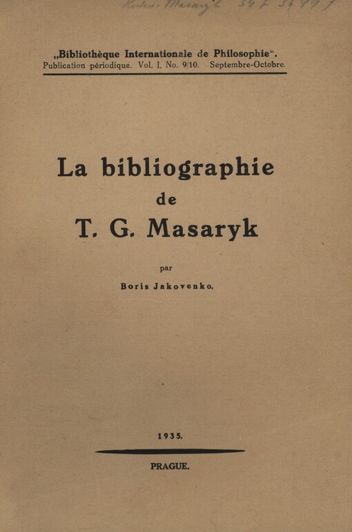 La bibliographie de T.G. Masaryk