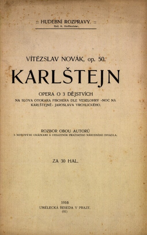 Karlštejn :opera o 3 dějstvích : opus 50