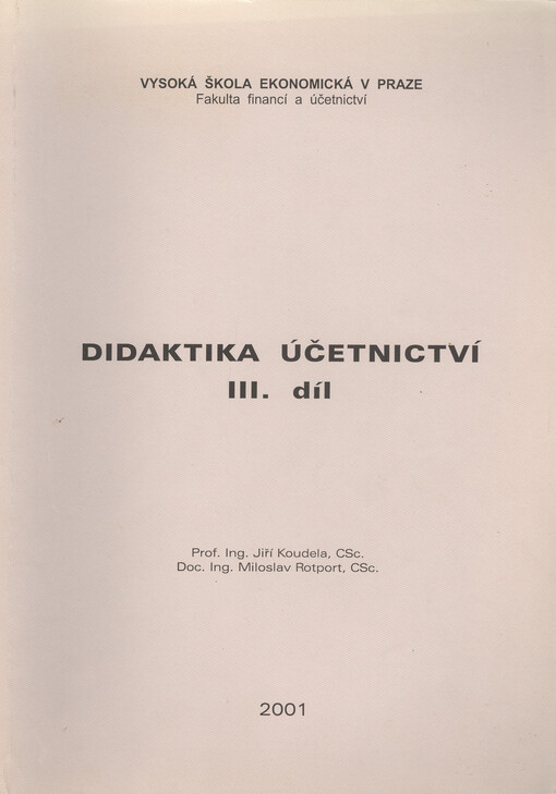 Didaktika účetnictví. III. díl