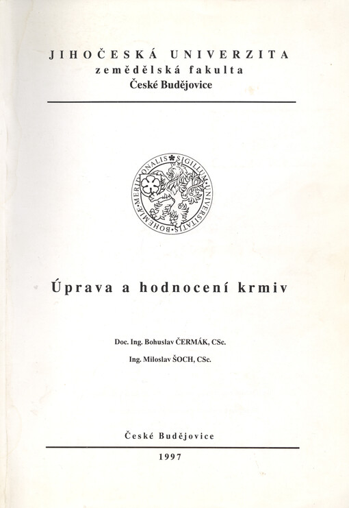 Úprava a hodnocení krmiv