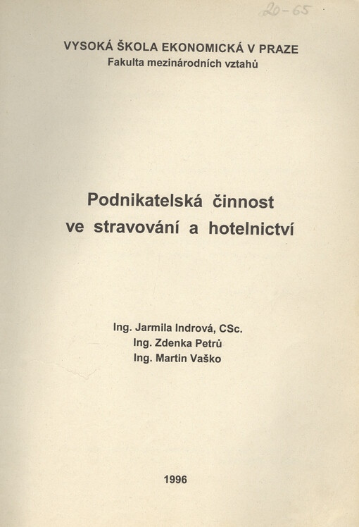 Podnikatelská činnost ve stravování a hotelnictví