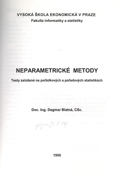 Neparametrické metody: testy založené na pořádkových a pořadových statistikách