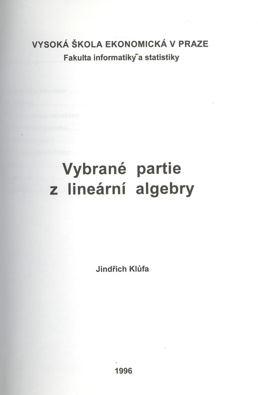 Vybrané partie z lineární algebry