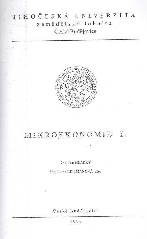 Mikroekonomie I.