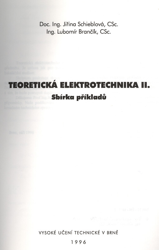 Teoretická elektrotechnika II. : sbírka příkladů