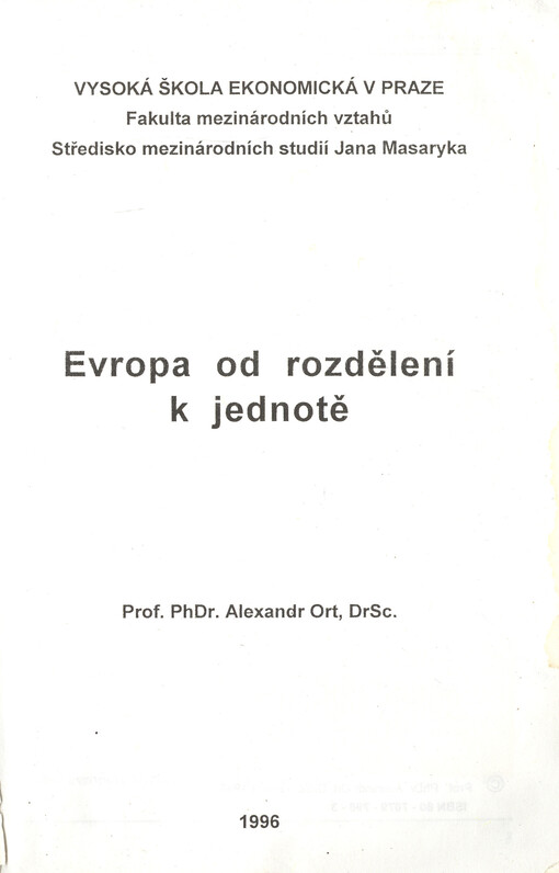 Evropa od rozdělení k jednotě