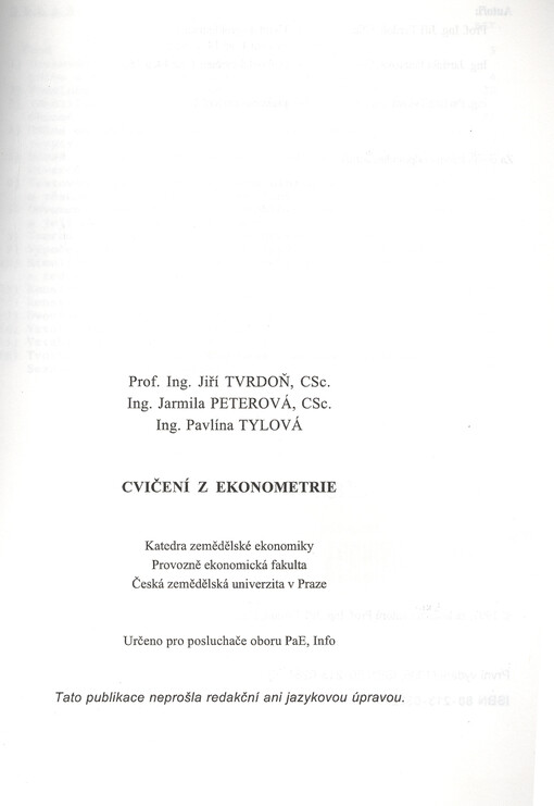 Cvičení z ekonometrie