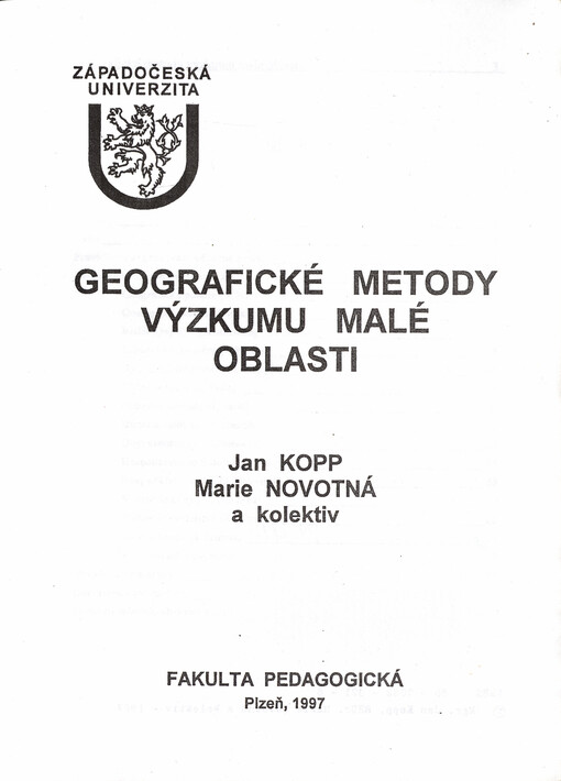 Geografické metody výzkumu malé oblasti