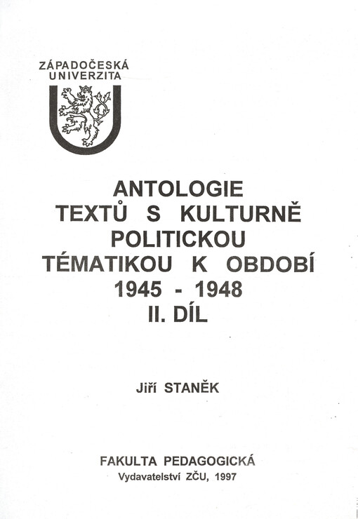 Antologie textů s kulturně politickou tématikou k období 1945-1948