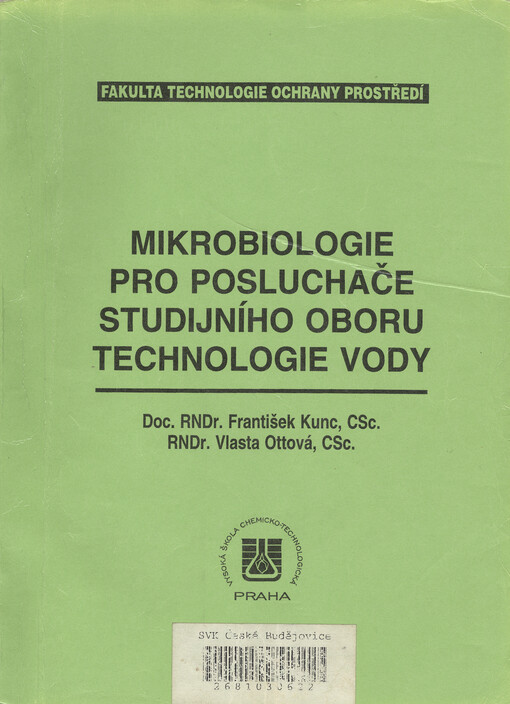 Mikrobiologie pro posluchače studijního oboru technologie vody