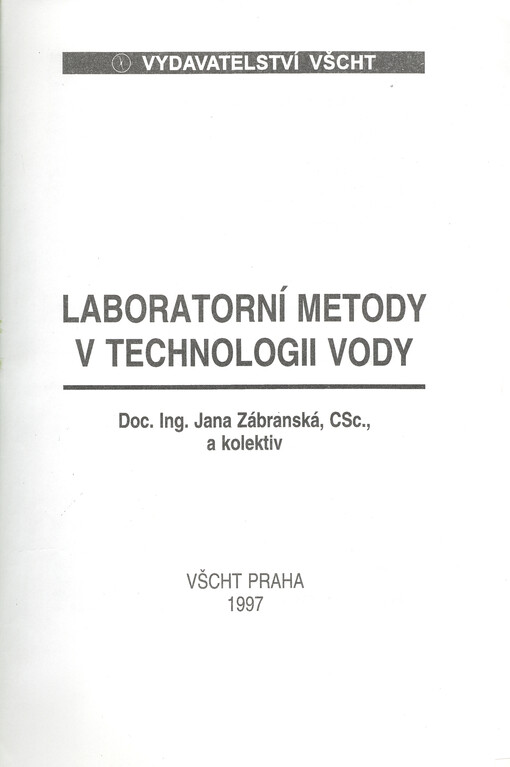 Laboratorní metody v technologii vody