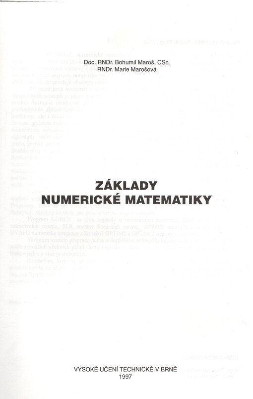 Základy numerické matematiky