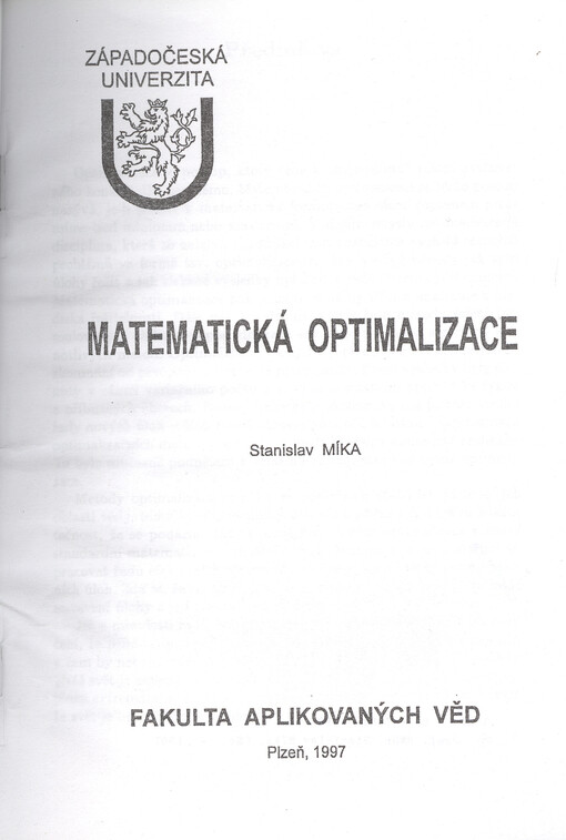 Matematická optimalizace