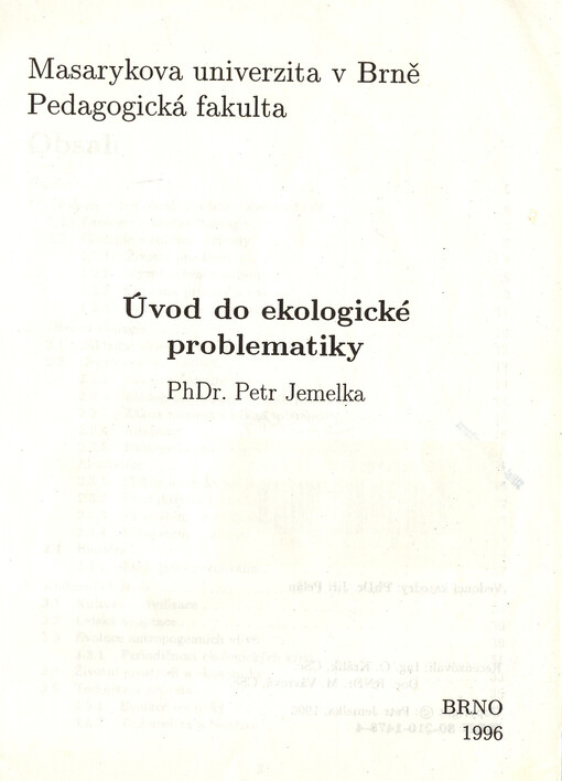 Úvod do ekologické problematiky