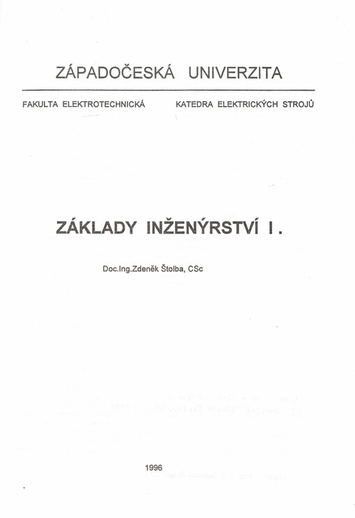 Základy inženýrství. I.