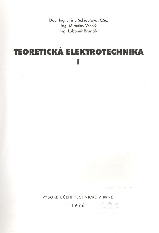 Teoretická elektrotechnika I