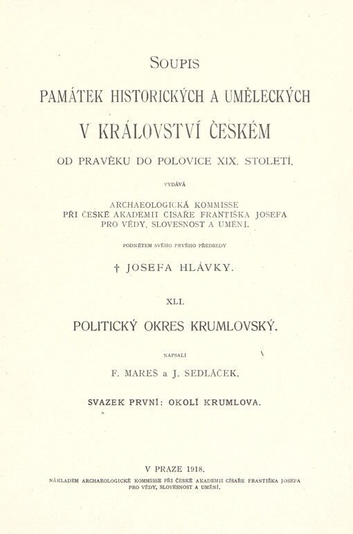 Soupis památek historických a uměleckých v království Českém od pravěku do polovice XIX. století