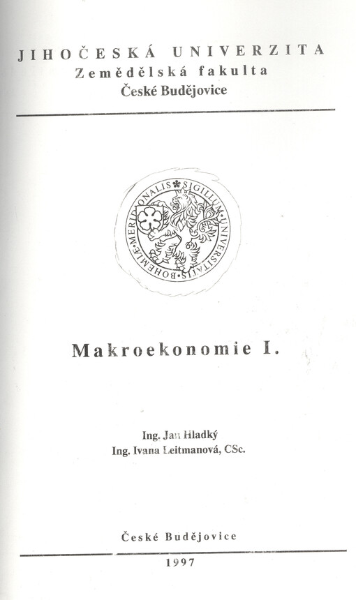 Makroekonomie I.