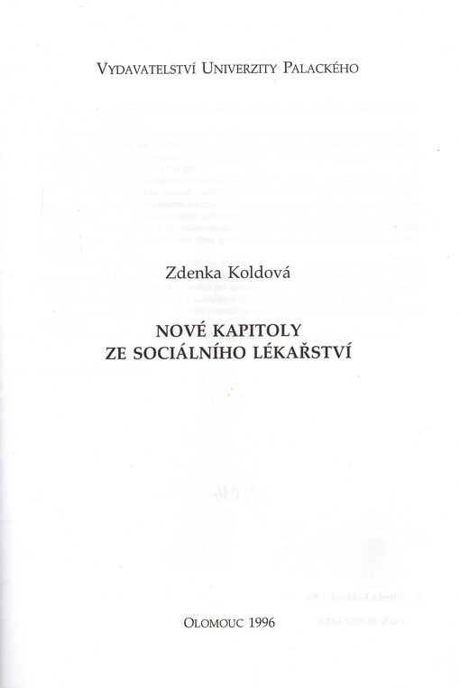 Nové kapitoly ze sociálního lékařství