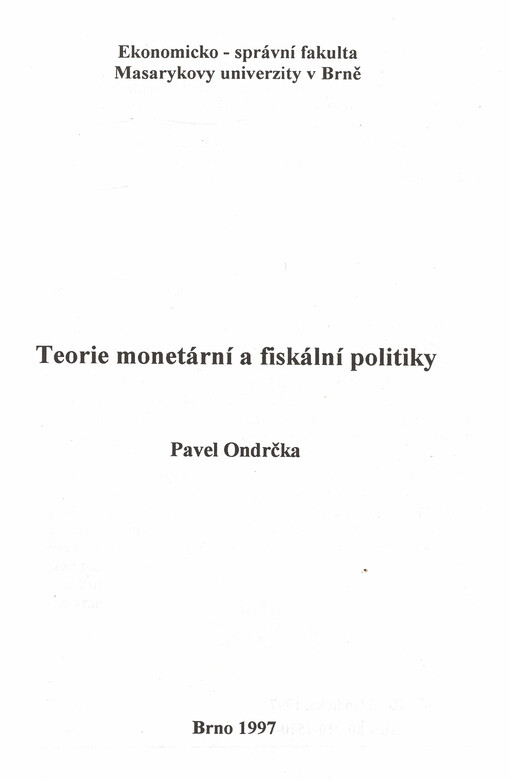 Teorie monetární a fiskální politiky