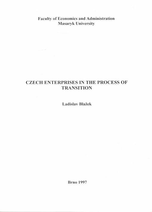 Czech enterprises in the process of transition