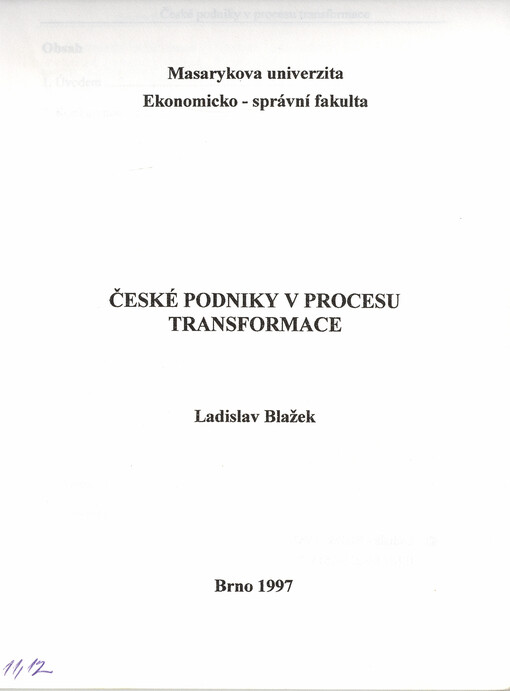 České podniky v procesu transformace