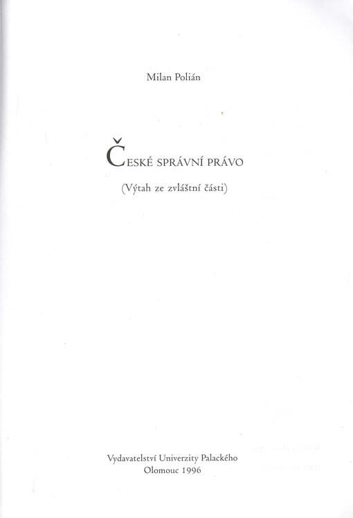 České správní právo : (výtah ze zvláštní části)