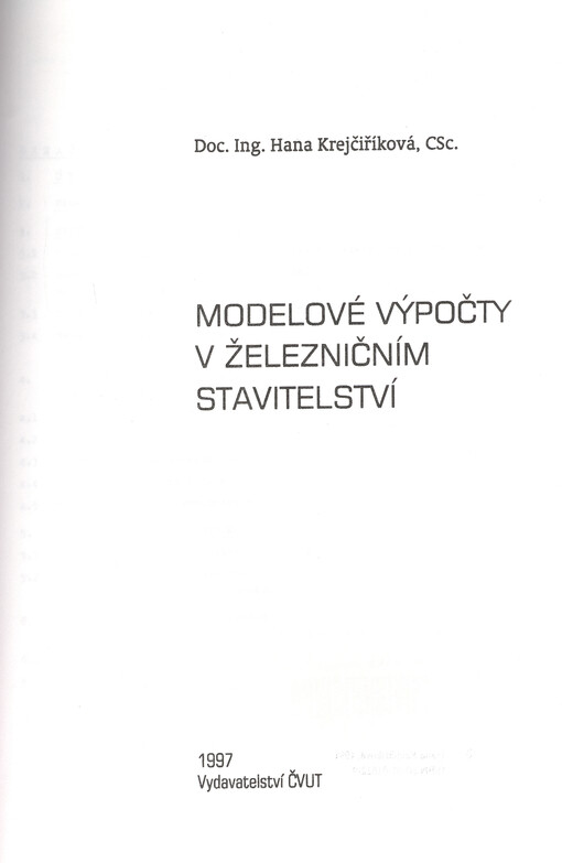 Modelové výpočty v železničním stavitelství