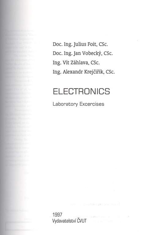 Electronics : laboratory excercises