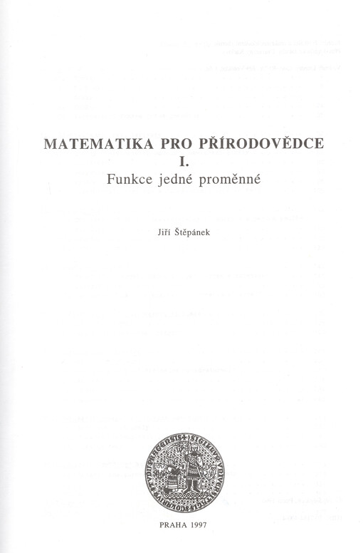 Matematika pro přírodovědce. I., Funkce jedné proměnné