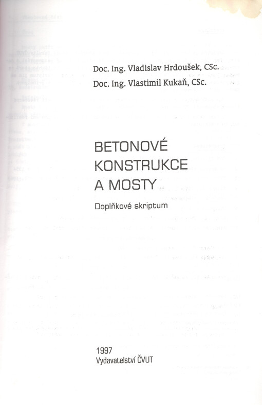 Betonové konstrukce a mosty : doplňkové skriptum