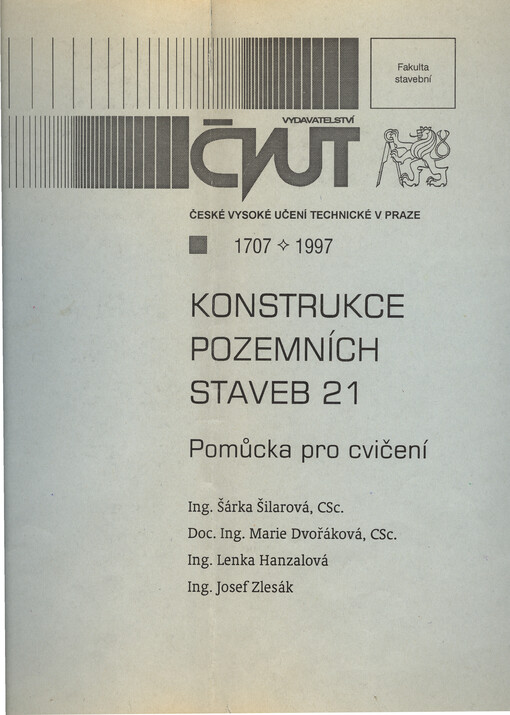 Konstrukce pozemních staveb 21 : pomůcka pro cvičení