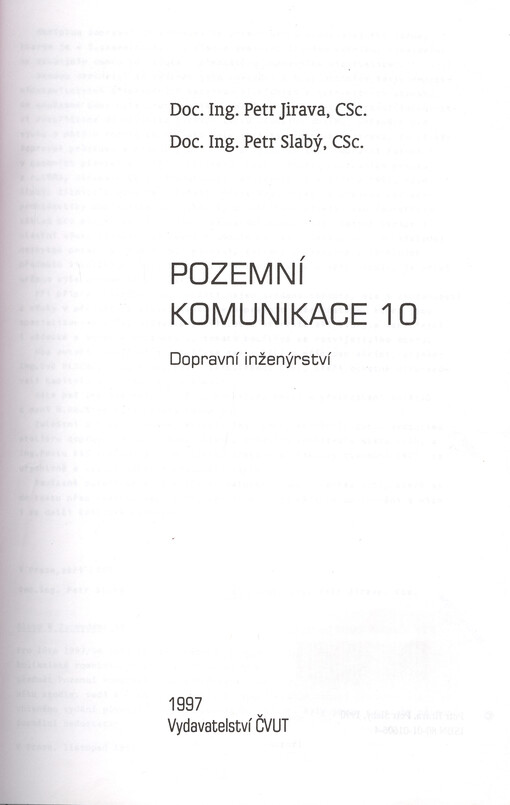 Pozemní komunikace 10 : dopravní inženýrství