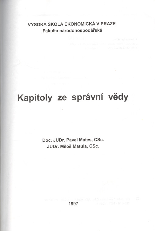 Kapitoly ze správní vědy