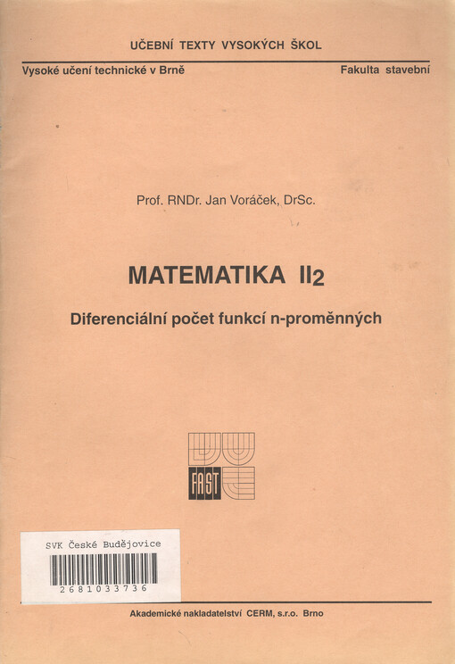 Matematika II2 : diferenciální počet funkcí n-proměnných