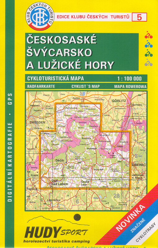 Českosaské Švýcarsko a Lužické hory cykloturistická mapa 1:100^000 : novinka, značené cyklotrasy, průvodce : digitální kartografie - GPS