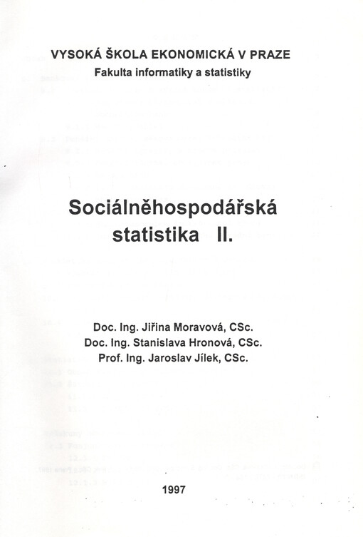Sociálněhospodářská statistika II.
