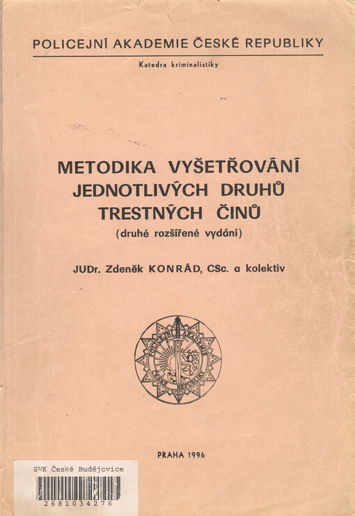 Metodika vyšetřování jednotlivých druhů trestných činů